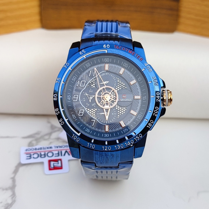 ساعت مردانه سه موتور گارانتی دار آبی رنگ