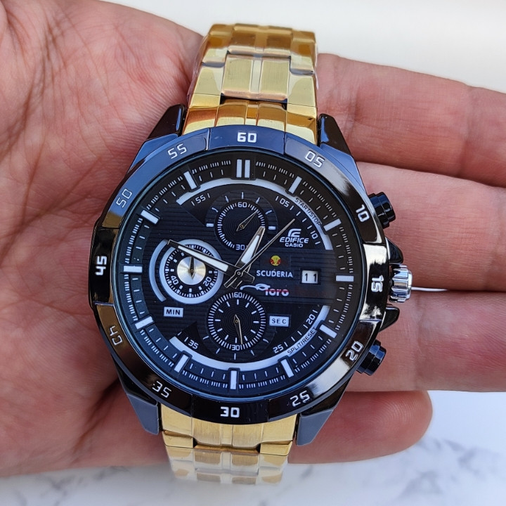 ساعت مردانه کاسیو ادیفایس سه موتور طلایی
