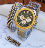 ست ساعت دستبند انگشتر مردانه طلایی نقره ای