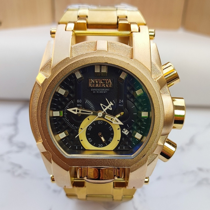 ساعت زئوس اینویکتا سه موتور مردانه طلایی استیل