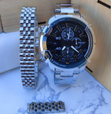 ست ساعت و دستبند نقره ای مردانه استیل