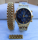 خرید ست ساعت دستبند انگشتر مردانه طلایی استیل