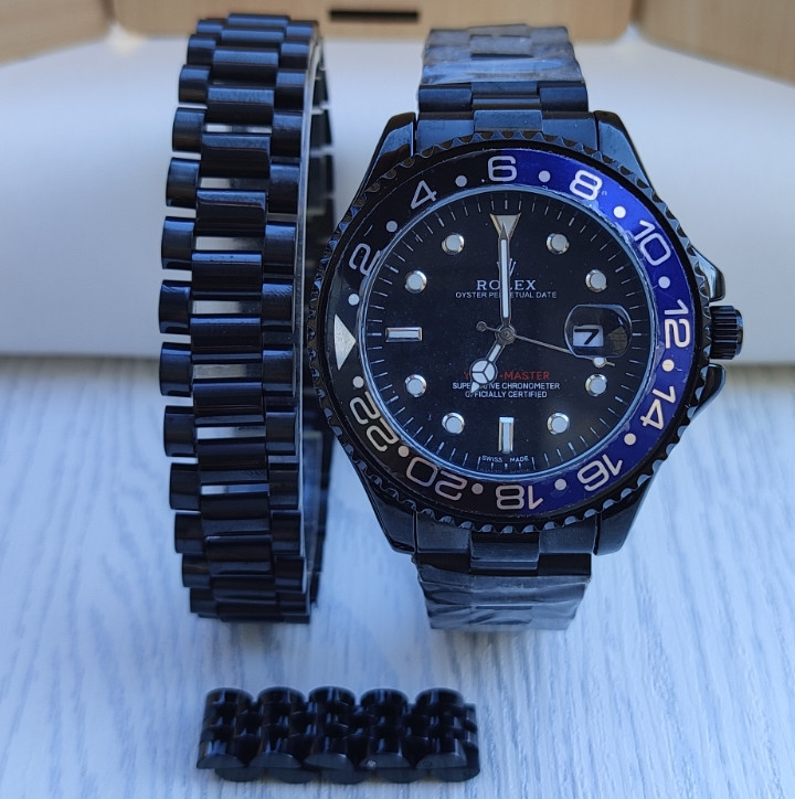 خرید ست ساعت دستبند انگشتر مردانه مشکی رولکس