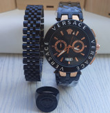 خرید ست ساعت دستبند انگشتر مردانه مشکی