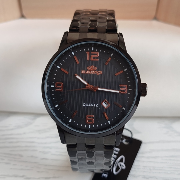 خرید ساعت کادویی مردانه مشکی استیل رنگ ثابت