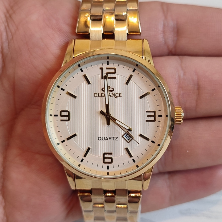 خرید ساعت مردانه الگانس طلایی استیل رنگ ثابت