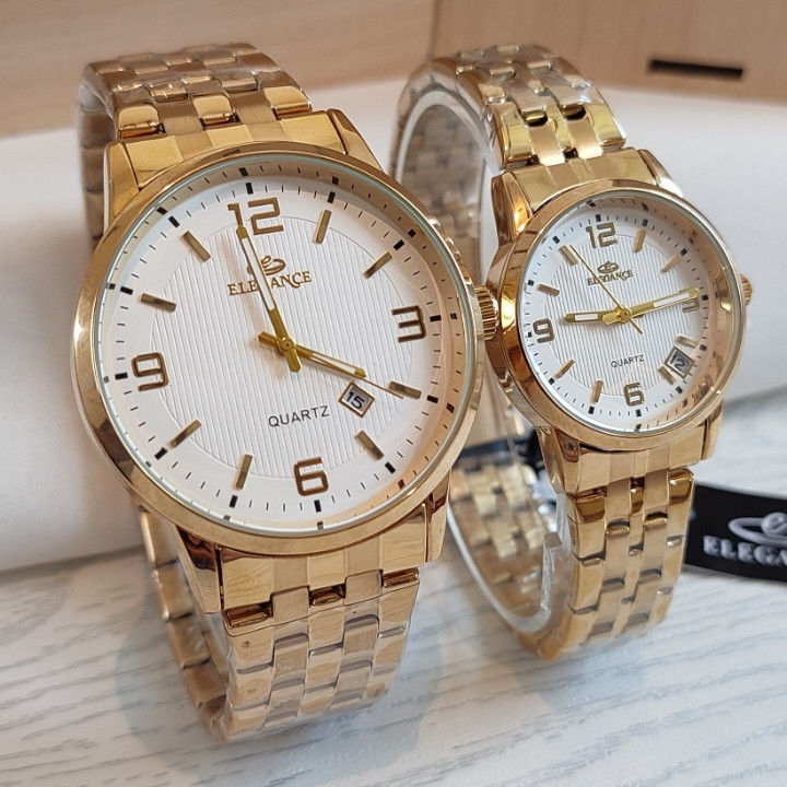 خرید ست ساعت زنانه مردانه استیل طلایی قیمت مناسب