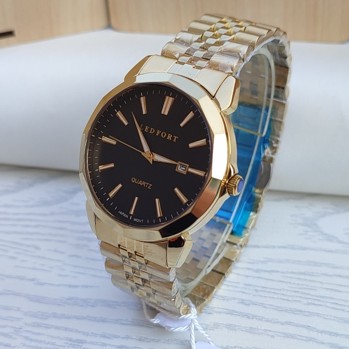 ساعت مردانه طلایی گارانتی دار لدفورت استیل