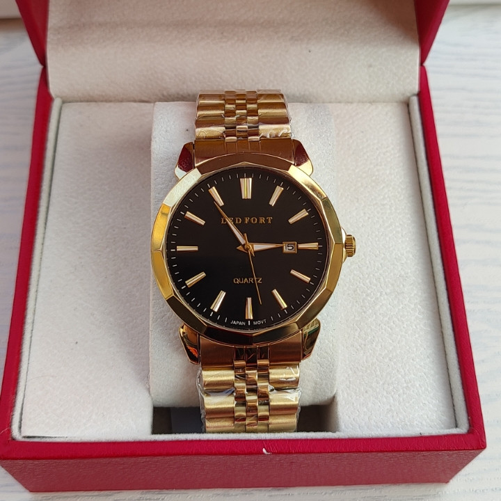 ساعت مردانه لدفورت طلایی استیل گارانتی دار