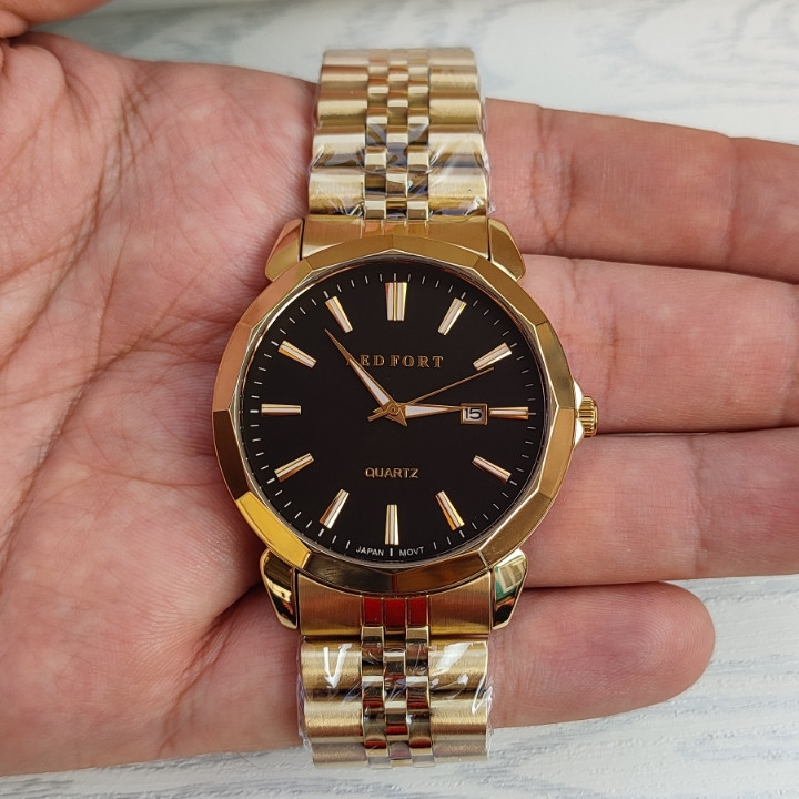 ساعت مردانه لدفورت طلایی استیل گارانتی دار