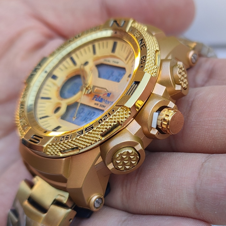 خرید ساعت ضدآب پسرانه دو زمانه فیلامونت طلایی