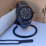 خرید ست ساعت و گردنبند پسرانه مشکی استیل