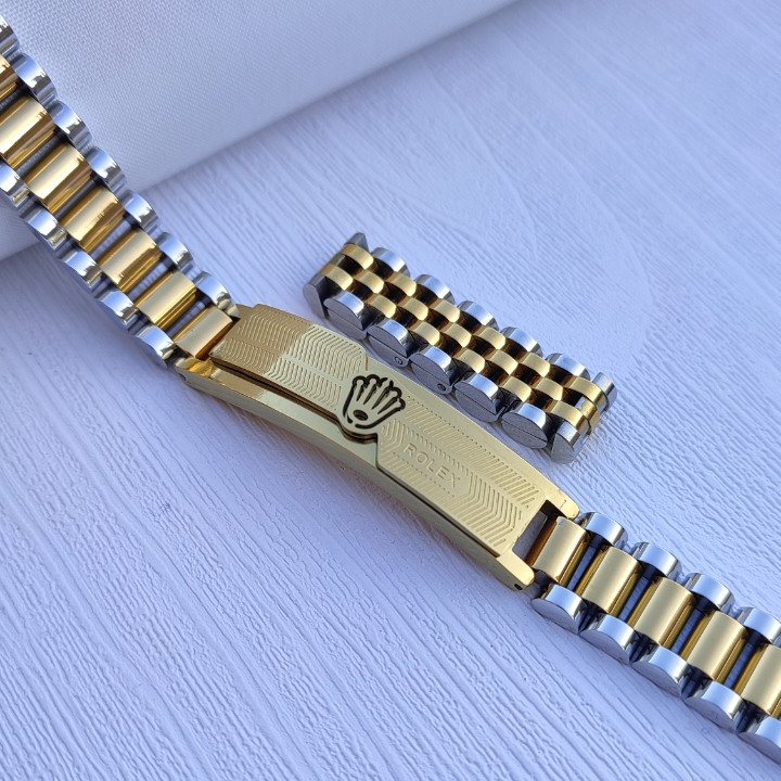 خرید دستبند طلایی نقره ای مردانه استیل رنگ ثابت