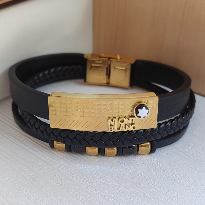 خرید دستبند چرمی مونتبلانک مردانه شیک