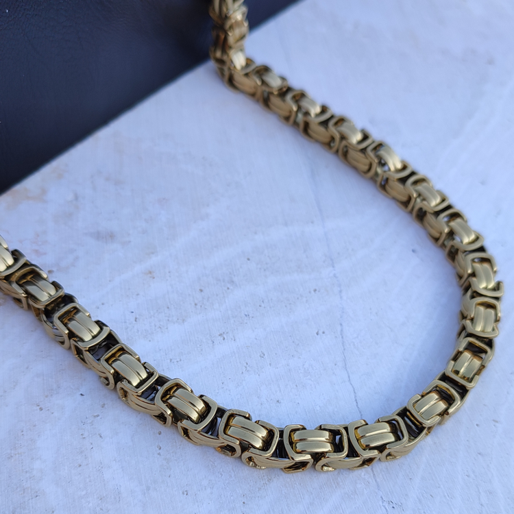 خرید گردنبند بیزانس طلایی مردانه استیل رنگ ثابت