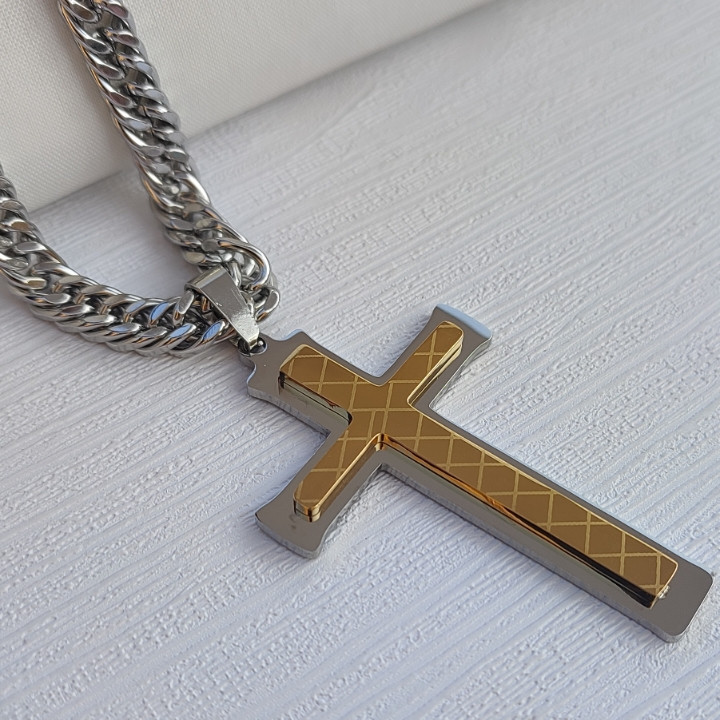 خرید گردنبند صلیب استیل رنگ ثابت
