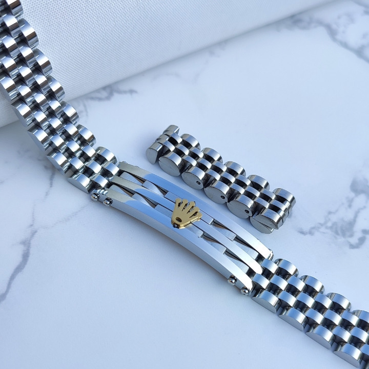 خرید دستبند نقره ای مردانه استیل رنگ ثابت رولکس