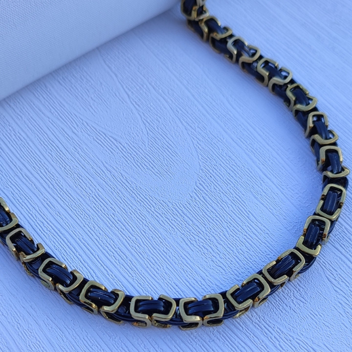 خرید زنجیر بیزانس پسرانه مشکی طلایی رنگ ثابت