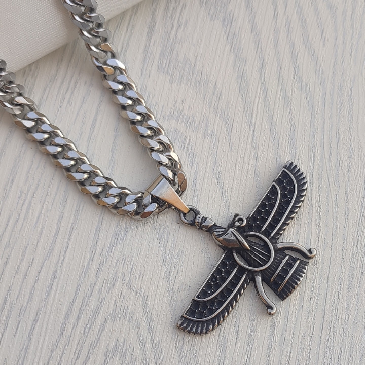 خرید گردنبند کوروش بزرگ نقره ای رنگ ثابت