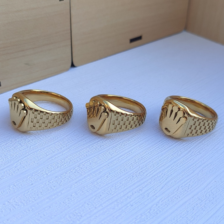 خرید انگشتر طلایی مردانه رنگ ثابت استیل