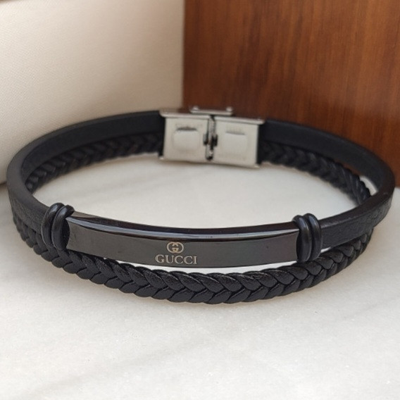 خرید دستبند چرمی دخترانه مشکی گوچی