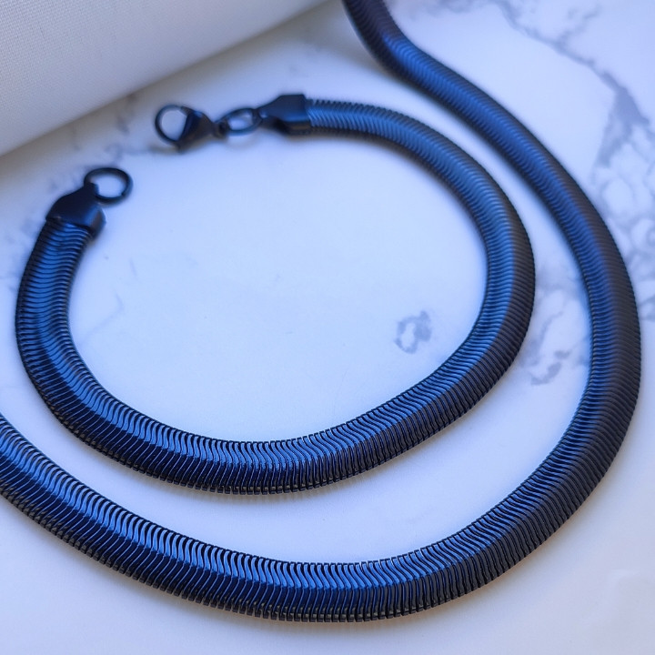 خرید گردنبند هرینگبون مشکی مردانه استیل رنگ ثابت