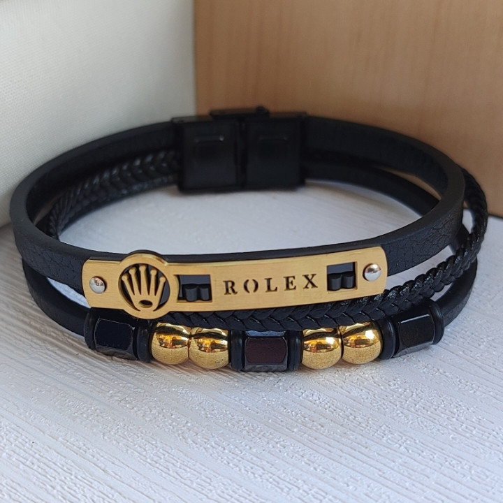 خرید دستبند چرمی پسرانه رولکس