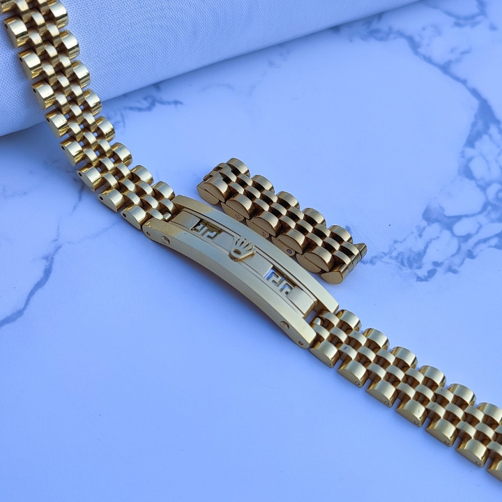 خرید ست دستبند و انگشتر مردانه رولکس طلایی استیل