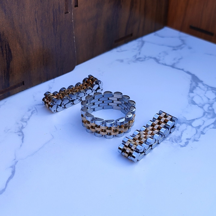 خرید انگشتر مردانه نقره ای رزگلد رولکس نرم