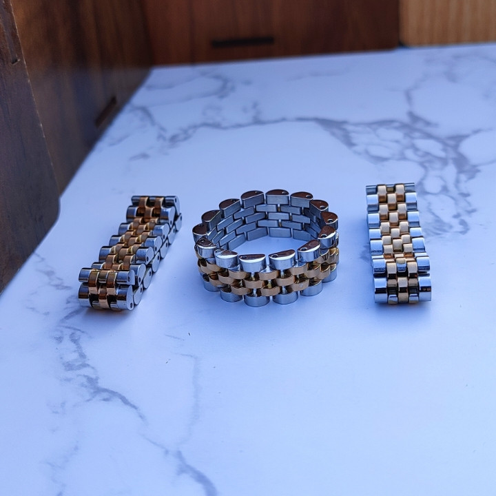 خرید انگشتر رولکس مردانه دو رنگ