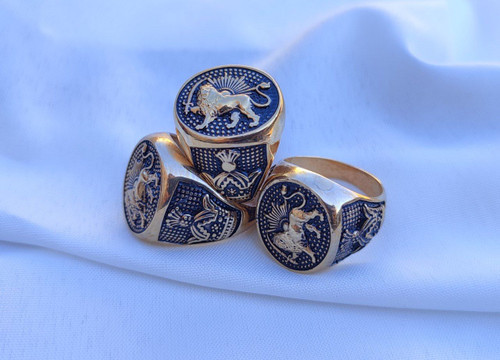 خرید انگشتر شیر و خورشید مردانه طلایی رنگ ثابت