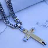خرید گردنبند صلیب مردانه استیل رنگ ثابت