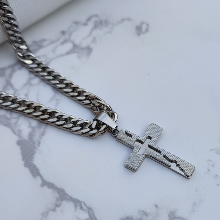 خرید گردنبند صلیب نقره ای رنگ ثابت