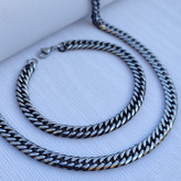 خرید ست گردنبند دستبند مردانه رنگ ثابت استیل