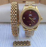 خرید ست ساعت و دستبند مردانه طلایی