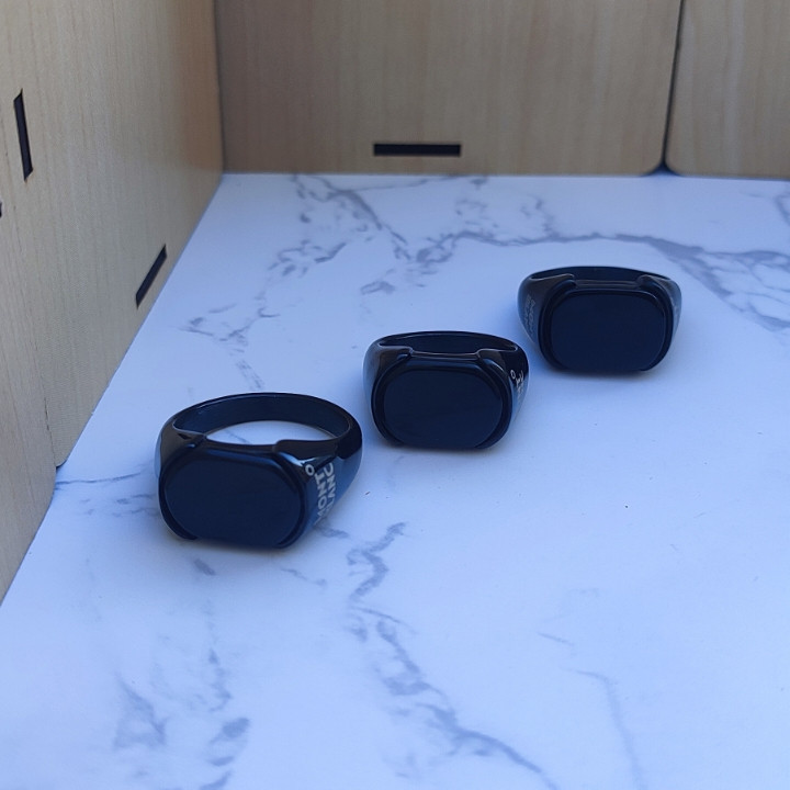 خرید انگشتر مشکی مردانه نگینی رنگ ثابت