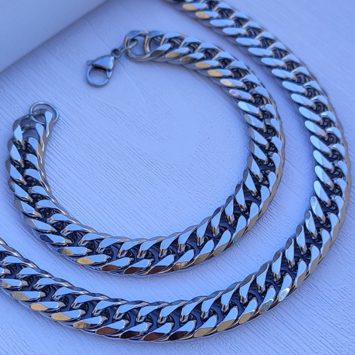 خرید گردنبند زنجیری مردانه نقره ای رنگ ثابت استیل