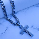 خرید گردنبند صلیب نقره ای رنگ ثابت