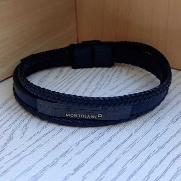 خرید دستبند چرمی مون بلان مشکی مردانه