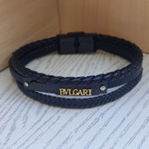 خرید دستبند چرمی مردانه سه ردیفه بولگاری