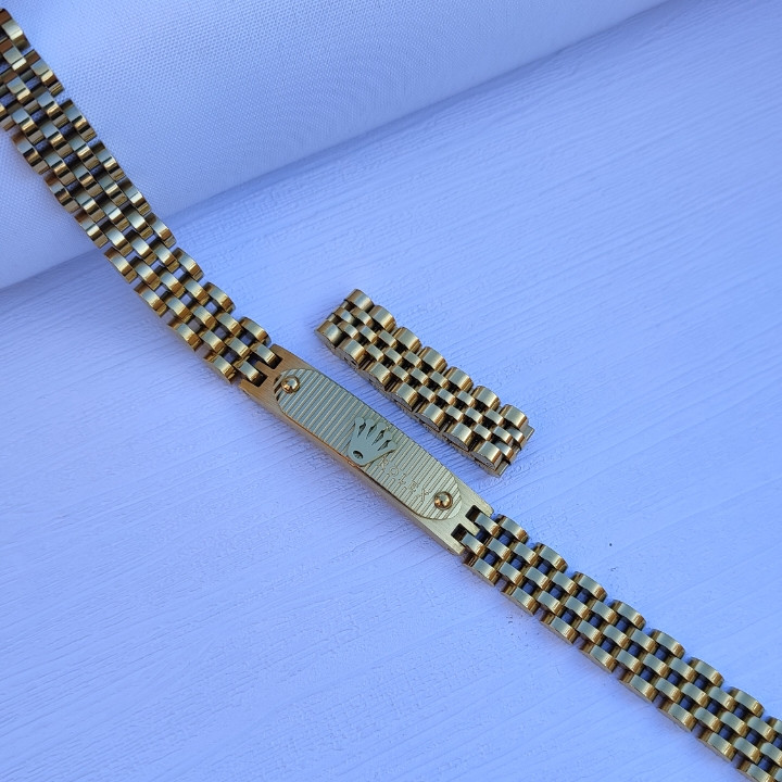 خرید دستبند و انگشتر مردانه ست طلایی استیل رنگ ثابت