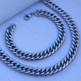 خرید گردنبند و دستبند مردانه نقره ای استیل رنگ ثابت