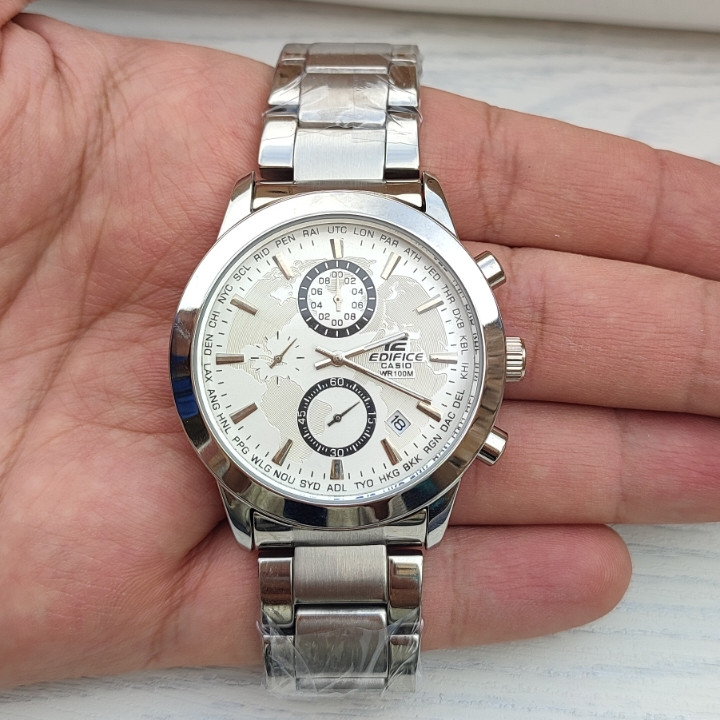 خرید ساعت ادیفایس مردانه سه موتور نقره ای استیل