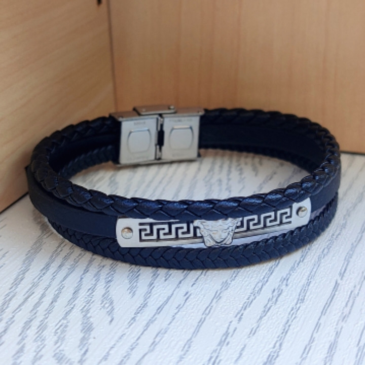 خرید دستبند چرمی ورساچه مشکی