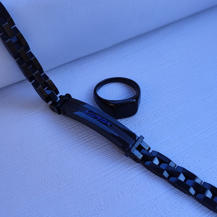 خرید دستبند کارتیر مردانه مشکی شیک رنگ ثابت