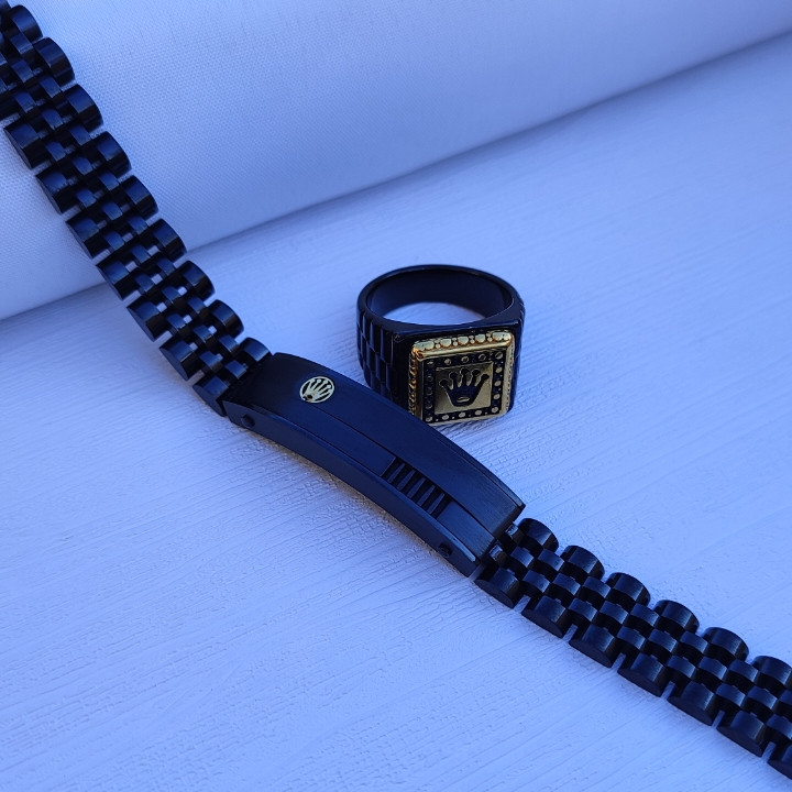 خرید دستبند مردانه مشکی استیل رنگ ثابت