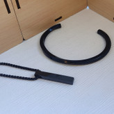 خرید دستبند گردنبند مردانه مشکی