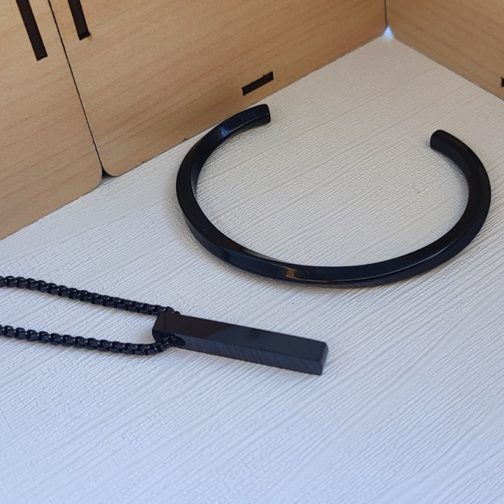 خرید دستبند گردنبند مردانه مشکی