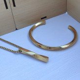 خرید دستبند گردنبند مردانه طلایی رنگ ثابت