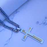 خرید گردنبند صلیب نقره ای مردانه رنگ ثابت